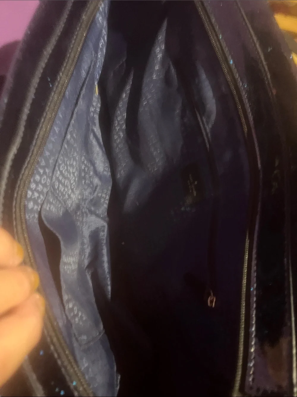 kate spade Sparkly Blue Galaxy Tote with Black bow and strap